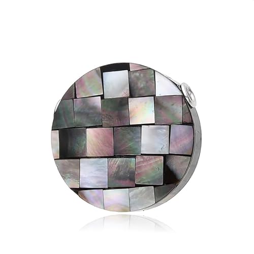Cavill Perlmutt Silberanhänger Damen 30x31mm Mosaik Design Rund Eleganter Schmuck aus Silber Monosono Collection mit schillernden Rosa Grau Weiß Tönen von Cavill