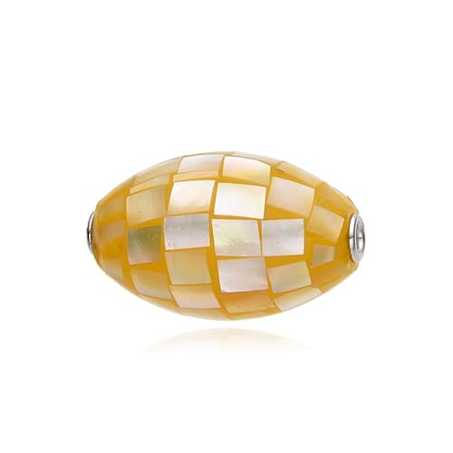 Cavill Perlmutt Silberanhänger MONOSONO COLLECTION, 20x30mm Oval, modernes Mosaikdesign in leuchtendem Gelb, eleganter Perlmutt Schmuck Anhänger in Silber von Cavill