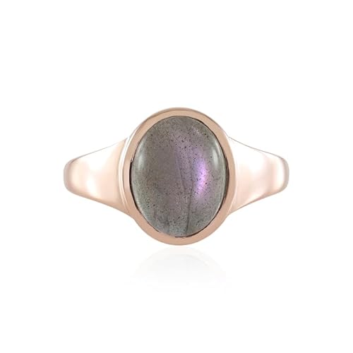 Cavill Purpurfarbener Maniry Labradorit Ring 2,7 ct Ovaler Cabochon aus Madagaskar 925 Sterling Silber Rosévergoldet Moderner Eleganter Damen Schmuck mit Strahlendem Glanz von Cavill