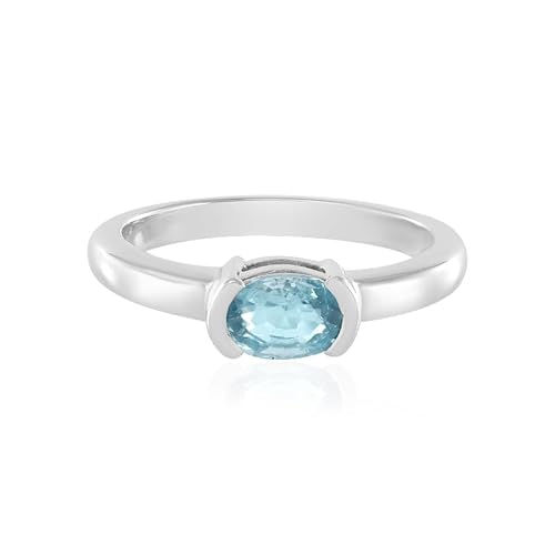 Cavill Ratanakiri Zirkon Ring 0,903 ct Ovaler Brillantschliff in 925 Sterling Silber mit Platinbeschichtung, Moderner Eleganter Ring mit Blauton, Feiner Edelsteinschmuck aus Kambodscha von Cavill