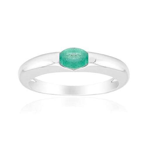 Cavill Ring mit 0,416 ct Sambischer Smaragd Ovalschnitt, 925er Sterlingsilber platinierter Glanzring, modernes elegantes Design, grüner Edelstein, Größe 16-21 Cavill Ring mit 0,416 ct Sambischer Smaragd Ovalschnitt, 925er Sterlingsilber platinierter Glanzring, modernes elegantes Design, grüner Edelstein, Größe 16-21 von Cavill