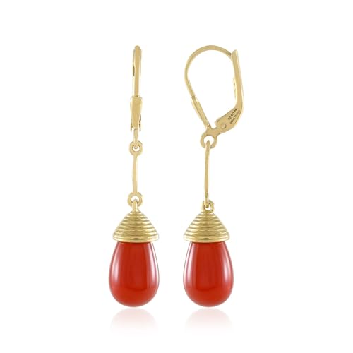 Cavill Rote Onyx Ohrringe 10,07 ct Tropfenförmig aus vergoldetem 925 Sterling Silber, elegante Damen Ohrhänger 42 mm, Monosono Collection, moderner Schmuck in kräftigem Rot von Cavill