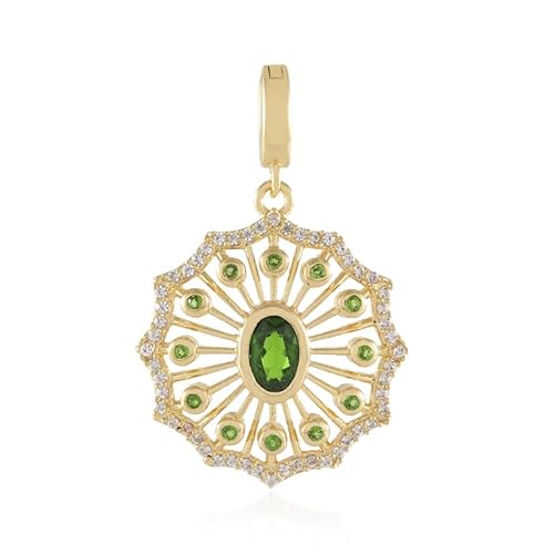 Cavill Russischer Diopsid Anhänger Silber 925, Grüner ovalschnitt Diopsid aus Russland, Moderner Varioclip Anhänger mit funkelnden Zirkonen, eleganter Schmuck 32x21 mm Cavill Russischer Diopsid Anhänger Silber 925, Grüner ovalschnitt Diopsid aus Russland, Moderner Varioclip Anhänger mit funkelnden Zirkonen, eleganter Schmuck 32x21 mm von Cavill