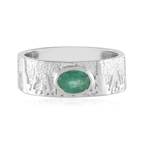 Cavill Russischer Smaragd Ring 0,7 ct Ovalschnitt 925er Sterlingsilber Platinvergoldet Moderner Smaragdring Silber Grün Eleganter Ovaler Edelstein Schmuck von Cavill