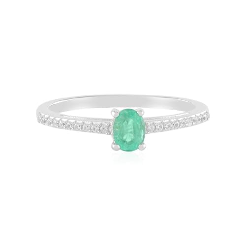 Cavill Russischer Smaragd Silberring 0,318 ct Ovalschliff 925 Sterling Silber platiniert mit 20 funkelnden Zirkonen, eleganter moderner Schmuckring in sattem Grün, edles Design Cavill Russischer Smaragd Silberring 0,318 ct Ovalschliff 925 Sterling Silber platiniert mit 20 funkelnden Zirkonen, eleganter moderner Schmuckring in sattem Grün, edles Design von Cavill