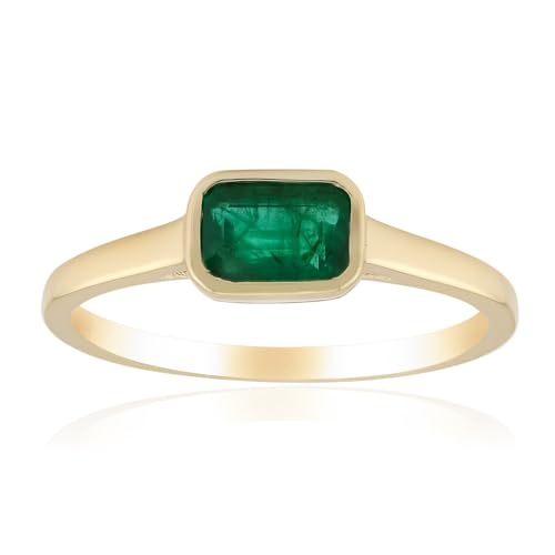 Cavill Sambia Smaragd Ring 0,566 ct Oktagon-Treppenschliff 375 Gelbgold Eleganter Moderner Goldring Mit Smaragd In Rechteckiger Form Edler Schmuck Für Damen von Cavill