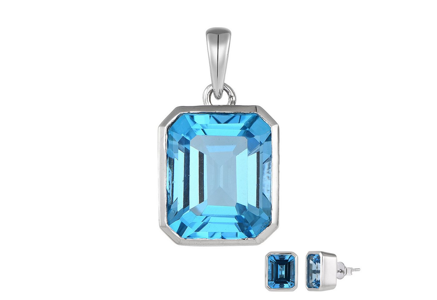 Cavill Schmuckset Cavill 13,32 ct Topas Silber Ring & Ohrringe Echtschmuck Blau (1-tlg) von Cavill