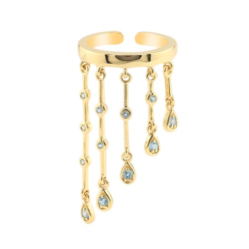 Cavill Schweizblauer Topas Ring aus 925er Sterling Silber goldplattiert, moderner Silberring mit 0,248 ct Brasilien Blautopasen, elegante M de Luca Schmuck Damenschmuck von Cavill