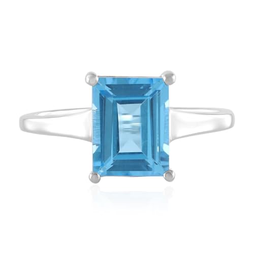 Cavill Schweizblauer Topas Ring 2,542 ct Baguette Treppenschliff aus Brasilien, eleganter Silberring 925 Sterling platinierte Fassung, zeitlos modernes Design in Hellblau Cavill Schweizblauer Topas Ring 2,542 ct Baguette Treppenschliff aus Brasilien, eleganter Silberring 925 Sterling platinierte Fassung, zeitlos modernes Design in Hellblau von Cavill