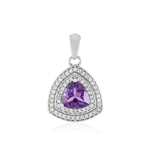 Cavill Sibirischer Amethyst Anhänger aus Russland - Eleganter Trillant-Schliff mit Zirkonen in platiniertem 925er Sterlingsilber - Luxuriöser Schmuck für besondere Anlässe Cavill Sibirischer Amethyst Anhänger aus Russland - Eleganter Trillant-Schliff mit Zirkonen in platiniertem 925er Sterlingsilber - Luxuriöser Schmuck für besondere Anlässe von Cavill