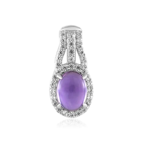 Cavill Sibirischer Amethyst Anhänger Silber 925er Sterlingsilber mit Platin-Finish 1,14 ct Ovaler Cabochon lila Schmuck mit funkelnden Zirkonen Modern elegant 19x9 mm Cavill Sibirischer Amethyst Anhänger Silber 925er Sterlingsilber mit Platin-Finish 1,14 ct Ovaler Cabochon lila Schmuck mit funkelnden Zirkonen Modern elegant 19x9 mm von Cavill