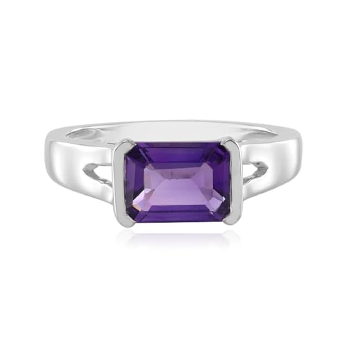 Cavill Sibirischer Amethyst Ring 1,253 ct Oktagon Stufenschliff 925 Sterling Silber Modern Eleganter Amethyst Silberring aus Russland Herren Damen Größe 17-20 von Cavill