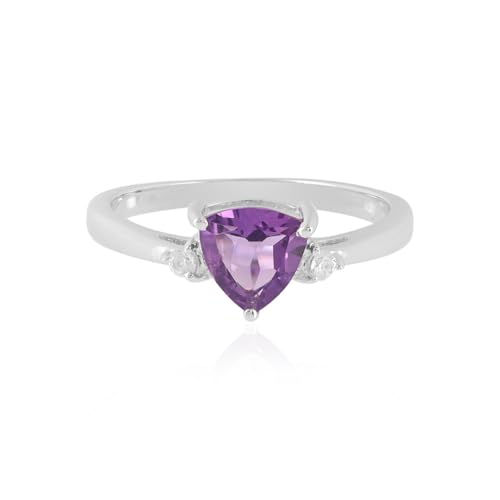 Cavill Sibirischer Amethyst Silberring 925 Sterlingsilber Platin Beschichtet Damenring 0,844 ct Trillantschliff Lila mit Kambodscha Zirkon Modern Elegant Ring Gr. 17-20 von Cavill
