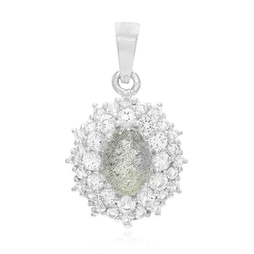 Cavill Silberanhänger Oval mit 0,64ct Labradorit und 36 weißen Topasen 1,4ct in 925er Sterling Silber, moderner eleganter Schmuckanhänger, aus Madagaskar, einzigartiges Design Cavill Silberanhänger Oval mit 0,64ct Labradorit und 36 weißen Topasen 1,4ct in 925er Sterling Silber, moderner eleganter Schmuckanhänger, aus Madagaskar, einzigartiges Design von Cavill