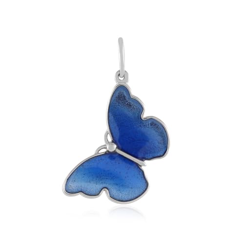 Cavill Silberanhänger Schmetterling Blau, 925er Sterling Silber Plattiert, Eleganter Schmuckanhänger 21x12 mm für Freizeit & Gesellschaft, Naturinspiriertes Design von Cavill