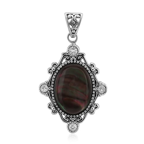 Cavill Silberanhänger mit ovalem Perlmutt aus China und 4 funkelnden weißen Topasen, 925 Sterling Silber, Art of Nature eleganter perlmuttanhänger in ovaler Form, zeitloses Design von Cavill