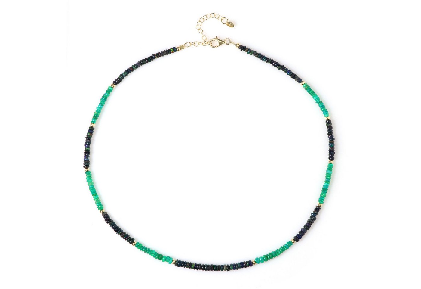 Cavill Silberkette Cavill vergoldete Silberkette 25,52 ct grüne Mezezo Opale, Perlenmix (1-tlg) von Cavill