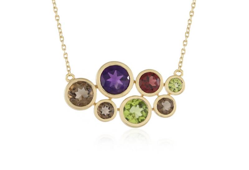 Cavill Silberkette Cavill Edelsteincollier 3,93 ct 925er Silber vergoldet mit Edelsteinen (1-tlg) von Cavill