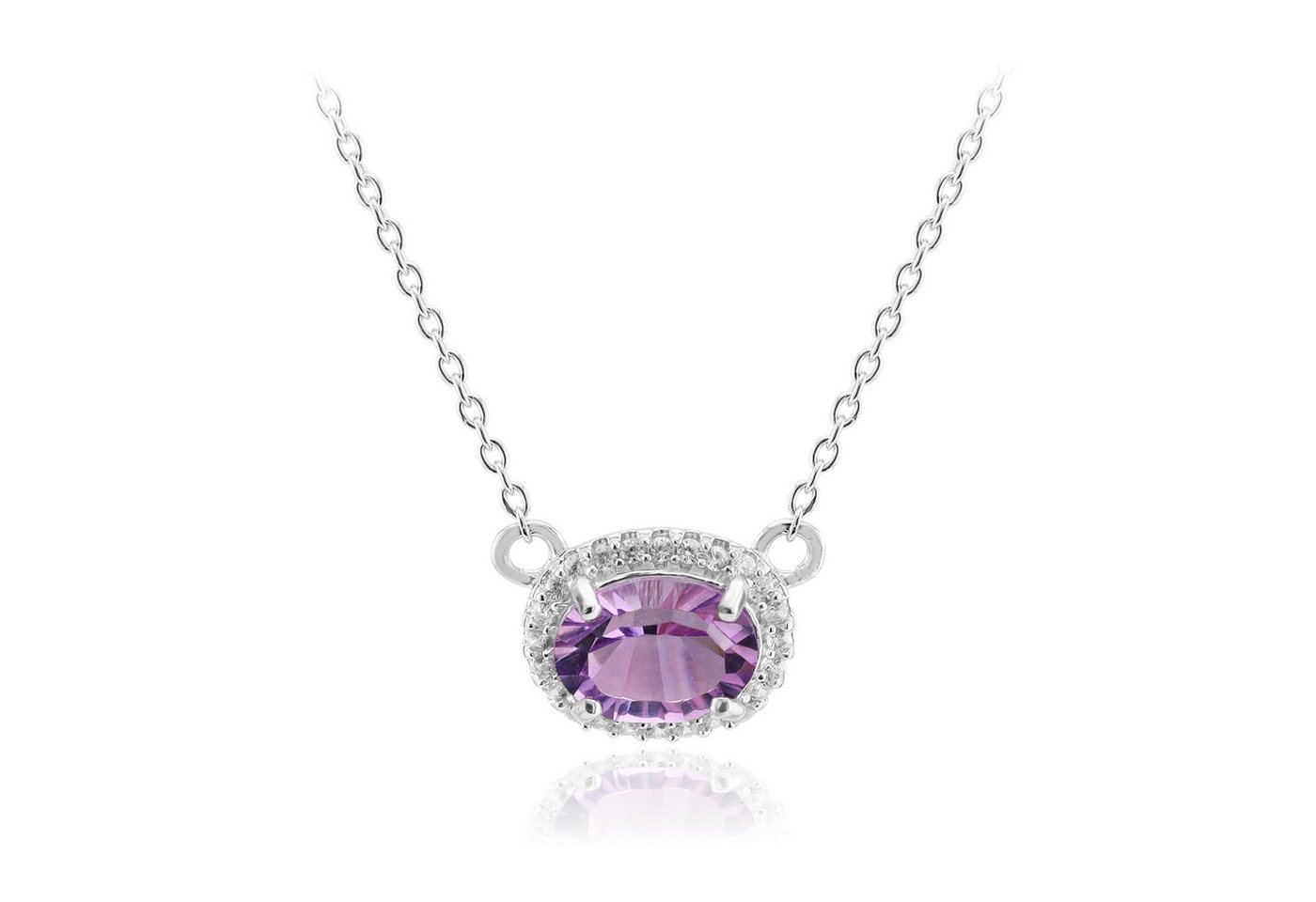 Cavill Silberkette Amethyst Silberkette 925, 1,01 ct oval, 24 Zirkone, Lila, 45,5 cm (1-tlg) von Cavill