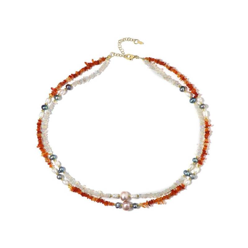 Cavill Silberkette Ausgefallene Pfirsichperlenkette aus vergoldetem Silber (1-tlg) von Cavill