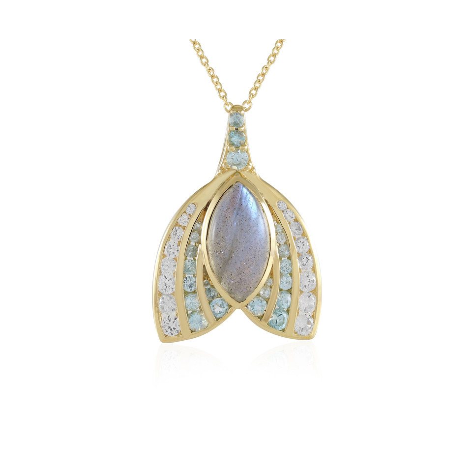 Cavill Silberkette Silberkette Damen 3,15 ct blauer Labradorit, Zirkon, Topas, vergoldet (1-tlg) von Cavill