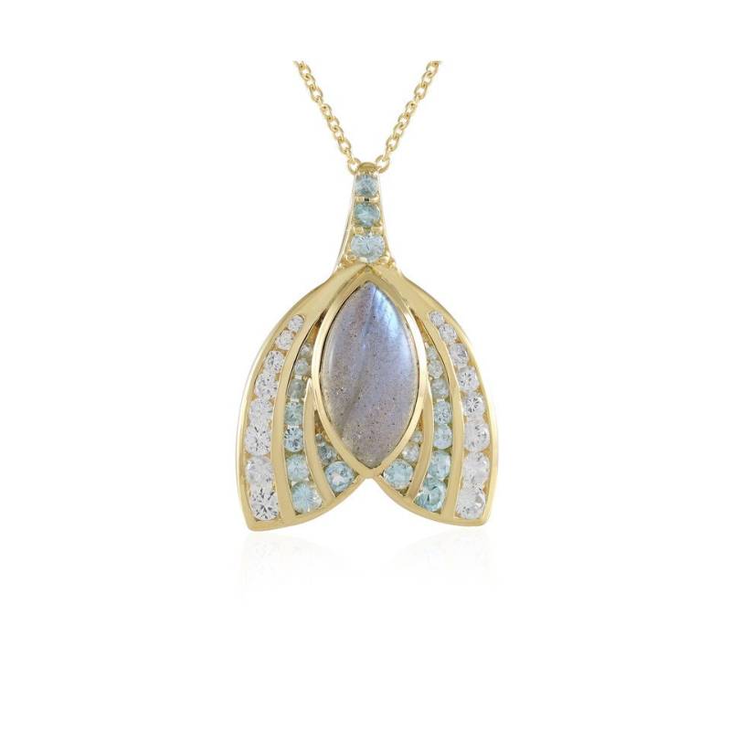 Cavill Silberkette Silberkette Damen 3,15 ct blauer Labradorit, Zirkon, Topas, vergoldet (1-tlg) von Cavill