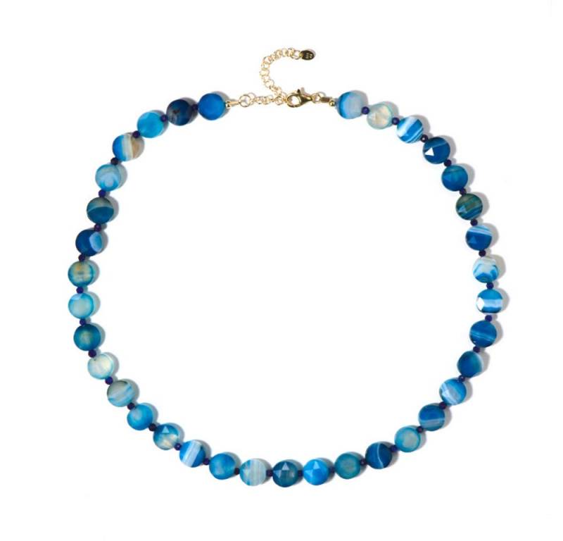 Cavill Silberkette Cavill blaue Achat-Lapislazuli Kette, 925 Silber vergoldet, 154,2 ct (1-tlg) von Cavill