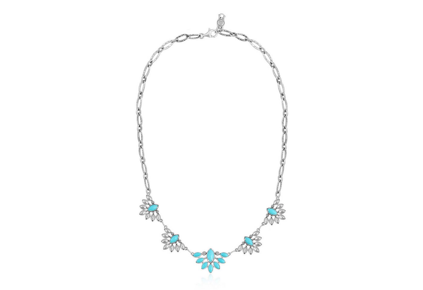 Cavill Silberkette Cavill 4,32 ct Sleeping Beauty Türkis Silberkette, Blumenmotiv (1-tlg) von Cavill