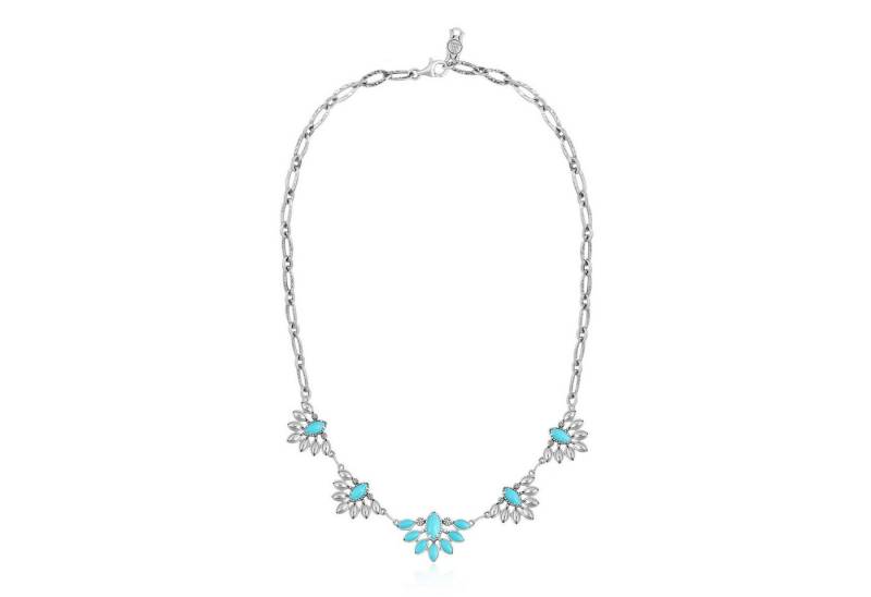 Cavill Silberkette Cavill 4,32 ct Sleeping Beauty Türkis Silberkette, Blumenmotiv (1-tlg) von Cavill