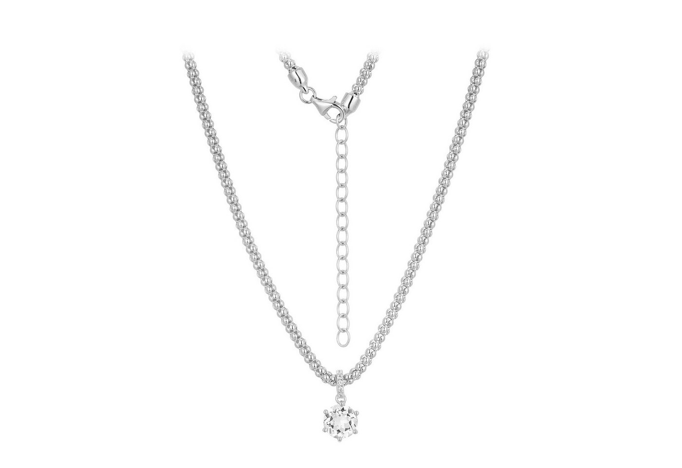 Cavill Silberkette Cavill 925 Silber Kette, 1,545 ct Weißer Topas & Zirkon, verstellbar (1-tlg) von Cavill