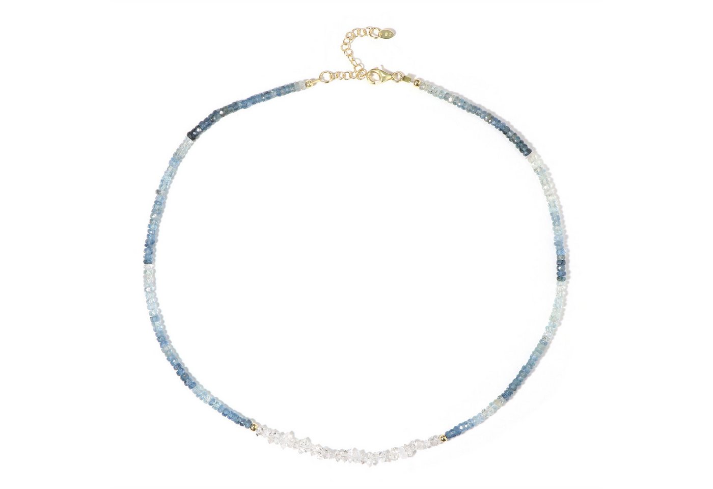 Cavill Silberkette Cavill Edelstein Silberhalskette 37,16 ct Aquamarin & Quarz, vergoldet (1-tlg) von Cavill