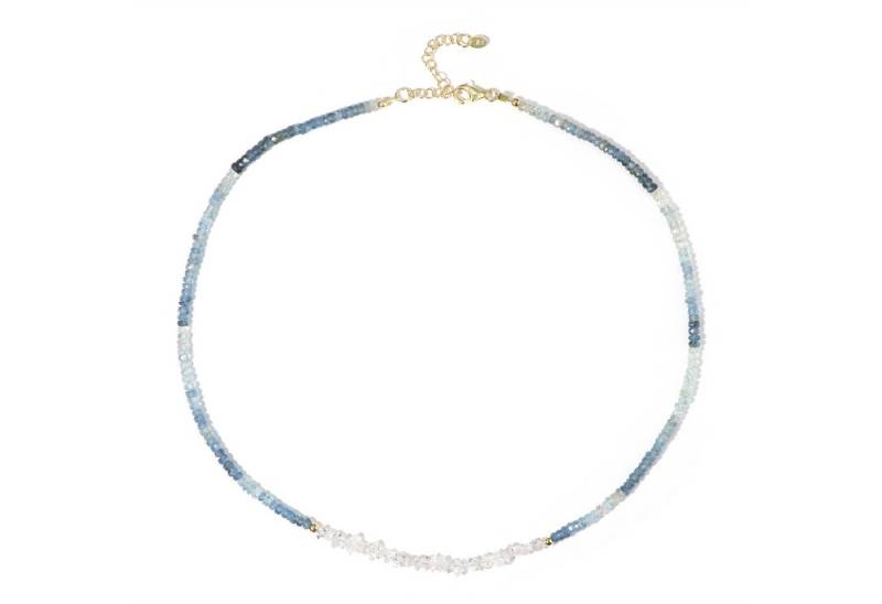 Cavill Silberkette Cavill Edelstein Silberhalskette 37,16 ct Aquamarin & Quarz, vergoldet (1-tlg) von Cavill