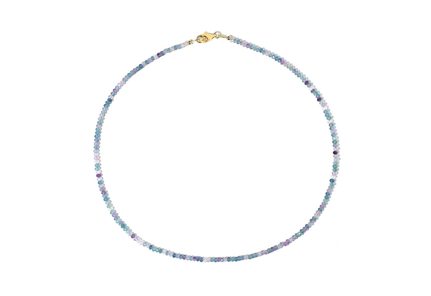 Cavill Silberkette Cavill Fluorit Kette 29,8 ct, facettierte Perlen, 45 cm, vergoldet (1-tlg) von Cavill