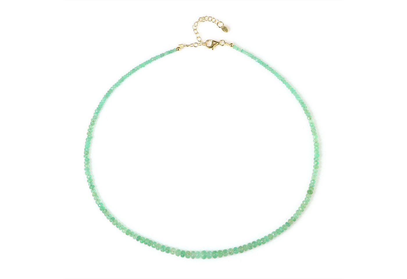 Cavill Silberkette Cavill Halskette Damen 42,3 ct Smaragd Bead 925 Silber vergoldet (1-tlg) von Cavill