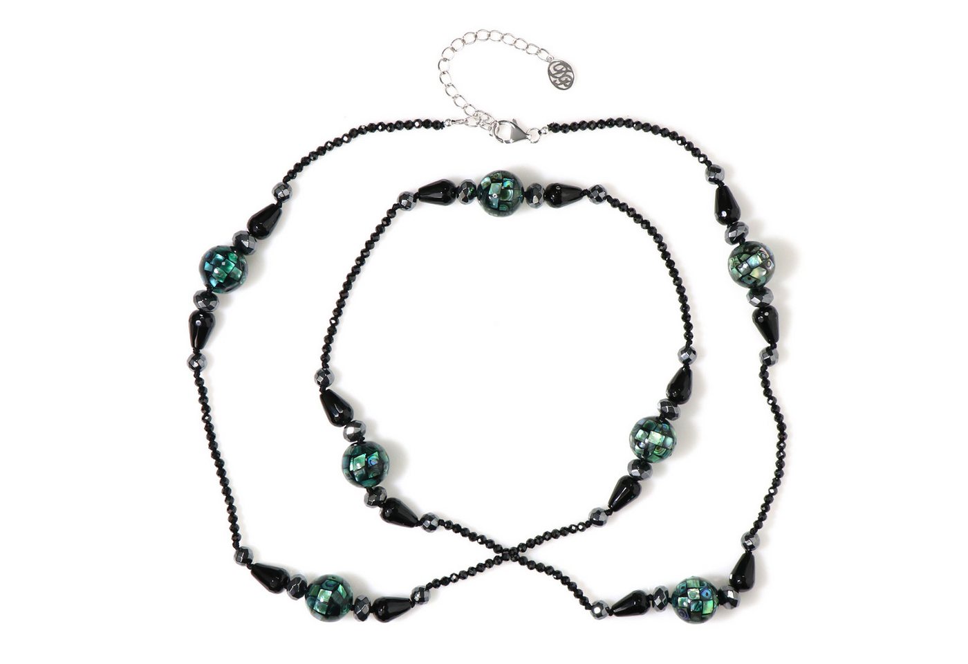 Cavill Silberkette Cavill Silberkette 166,23 ct Schwarzer Achat Hämatit Abalone 925 (1-tlg) von Cavill