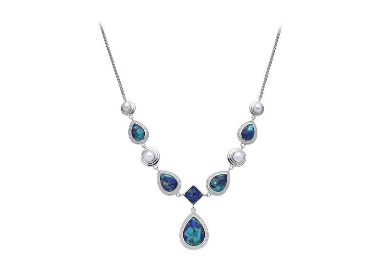 Cavill Silberkette Cavill Silberkette mit 14,85 ct blauen Opal Tropfen & Perlen (1-tlg) von Cavill