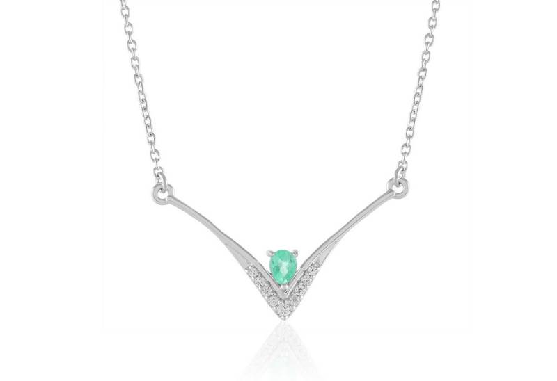 Cavill Silberkette Cavill Smaragd-Collier 0,16 ct Tropfen, platinierte Silberkette (1-tlg) von Cavill