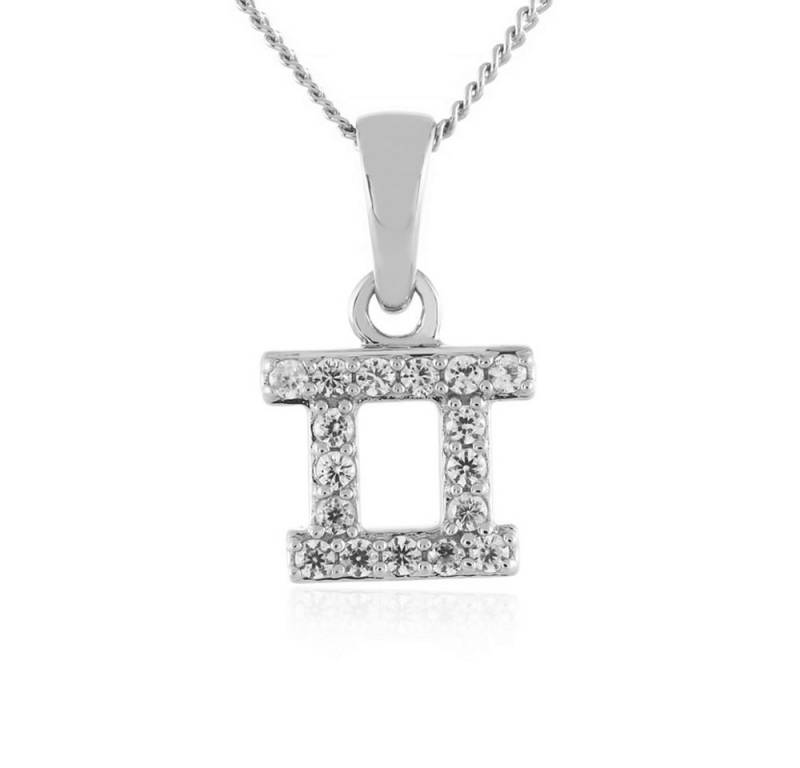 Cavill Silberkette Cavill Zirkon Sternzeichen Zwilling Anhänger 0,35 ct Silber platin (1-tlg) von Cavill