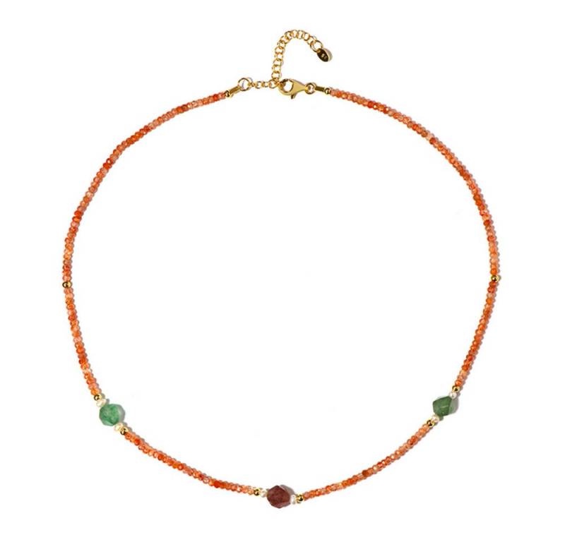 Cavill Silberkette Cavill Silber Halskette Herren, Erdbeerquarz 28,34 ct, vergoldet (1-tlg) von Cavill