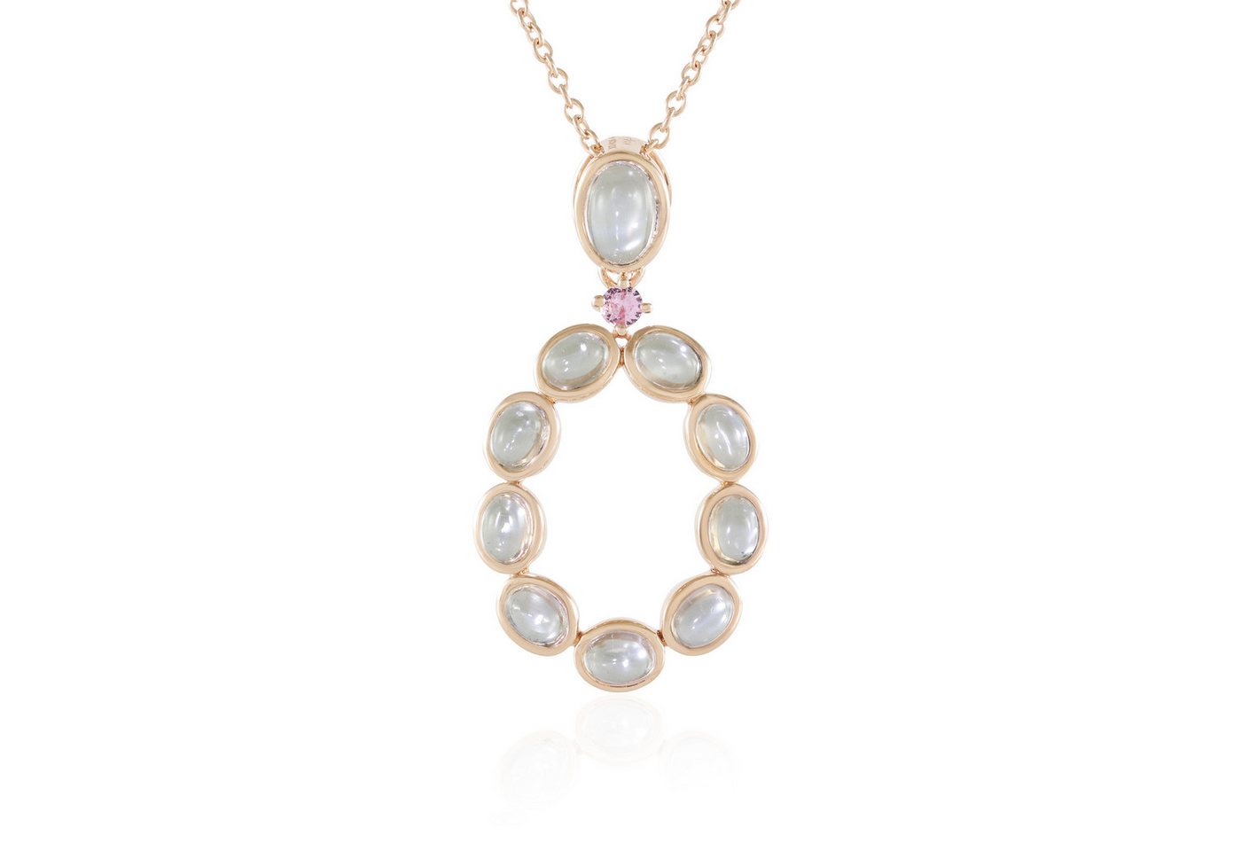 Cavill Silberkette Cavill Silberkette Damen 2,15 ct grüner Mondstein Oval mit rosa Saphir (1-tlg) von Cavill