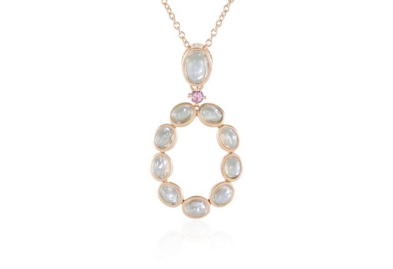 Cavill Silberkette Cavill Silberkette Damen 2,15 ct grüner Mondstein Oval mit rosa Saphir (1-tlg) von Cavill