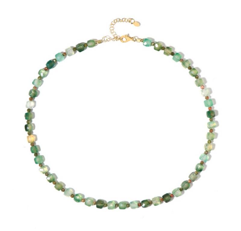 Cavill Silberkette Cavill Silberkette vergoldet, 107,5 ct grüner Achat & Unakit, 45 cm (1-tlg) von Cavill