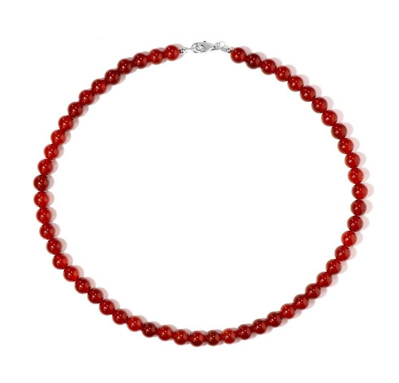 Cavill Silberkette rote Onyx Perlenkette 172,74 ct, 45 cm, 925 Sterling Silber, Damen (1-tlg) von Cavill
