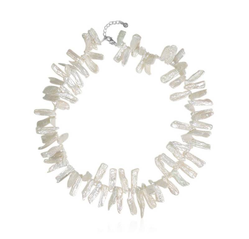 Cavill Silberkette Keshi-Perlen Silberkette 925 Sterling, fancy Schliff, verstellbar (1-tlg) von Cavill