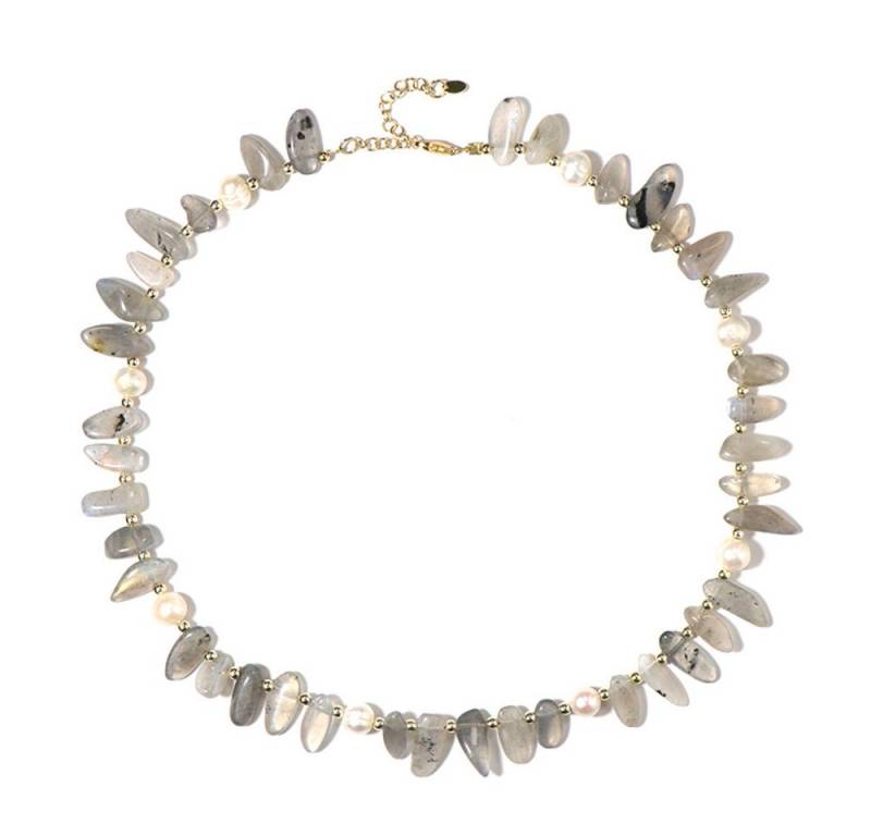 Cavill Silberkette Cavill Silber Halskette, 131,04 ct Labradorit & Perlen, Elegant (1-tlg) von Cavill