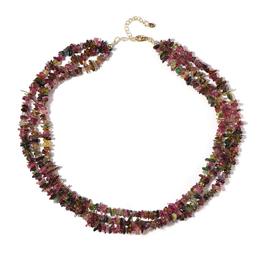 Cavill Silberkette Turmalin-Silberkette 925 vergoldet, 3,00 ct, mehrreihig bunt (1-tlg) von Cavill