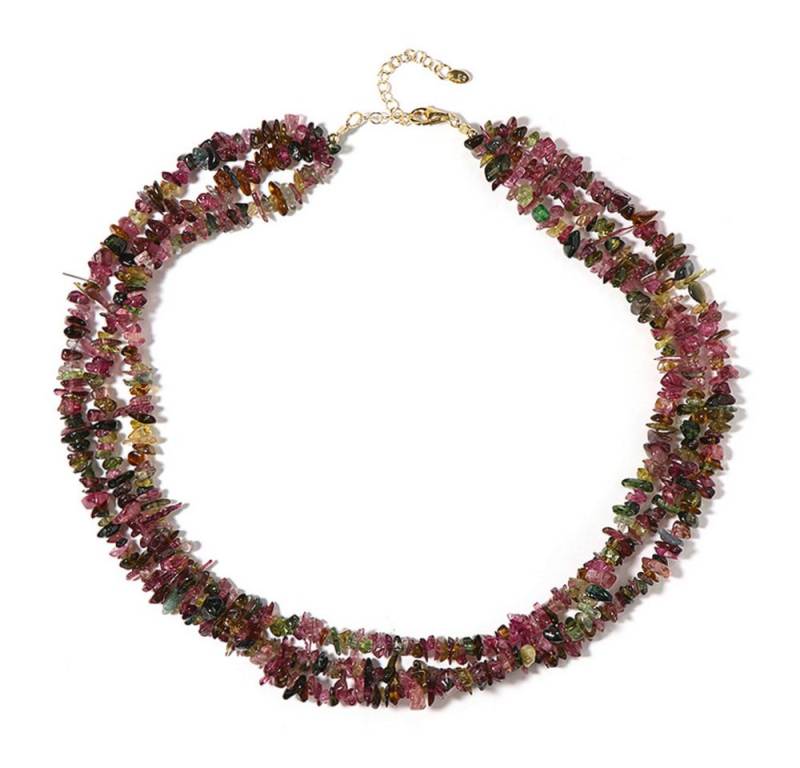 Cavill Silberkette Turmalin-Silberkette 925 vergoldet, 3,00 ct, mehrreihig bunt (1-tlg) von Cavill