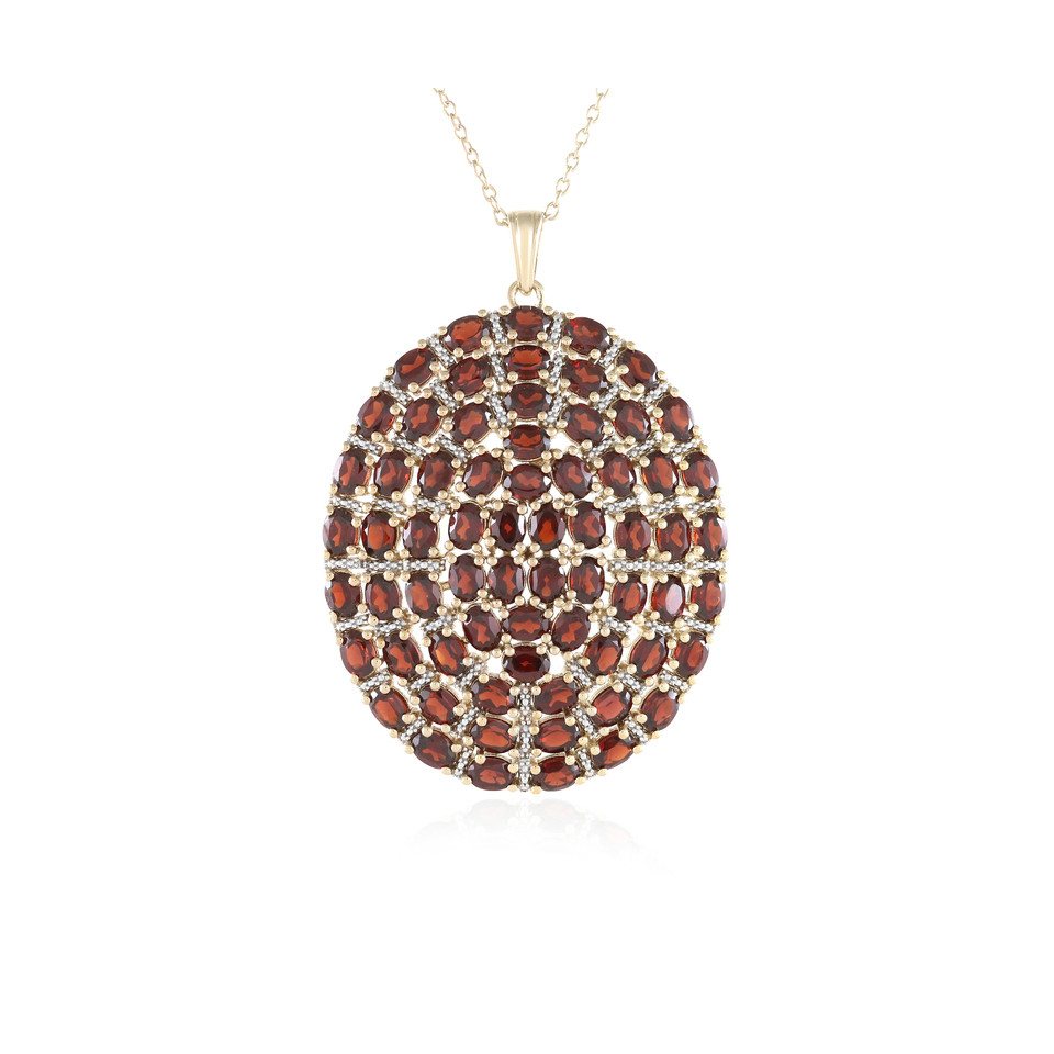 Cavill Silberkette Mosambik Granat Vergoldetes Silber Collier (1-tlg) von Cavill