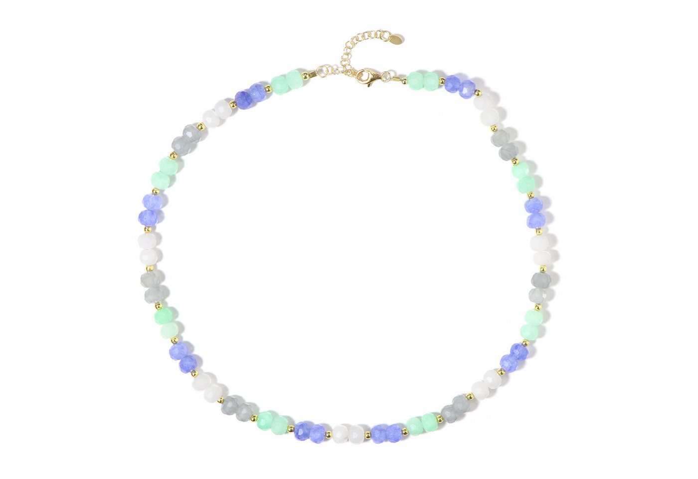 Cavill Silberkette Blau-Grün-Weiß Quarz Silberkette 925, 1,39 ct, vergoldet, 45 cm (1-tlg) von Cavill