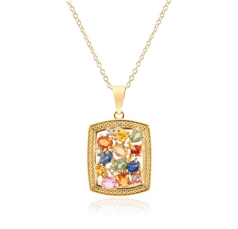 Cavill Silberkette Cavill Saphir-Silberkette 1,89 ct bunte Edelsteine vergoldet 925 (1-tlg) von Cavill